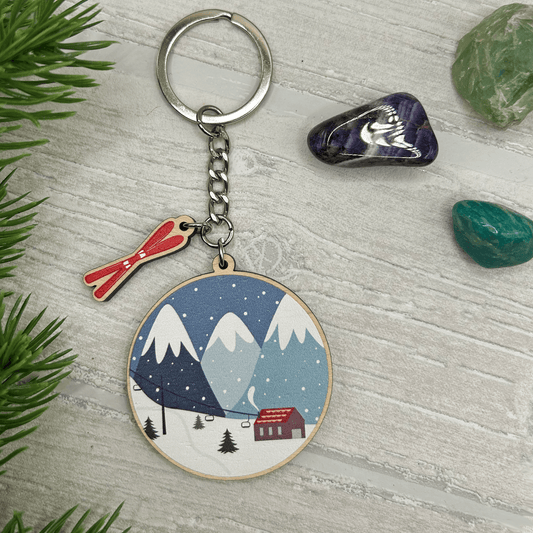 Skiing in the Alps Keyring