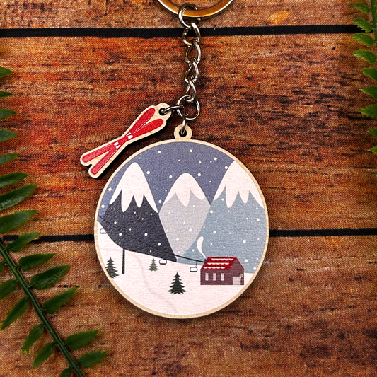 Swiss Alps Ski and Skilift Keyring