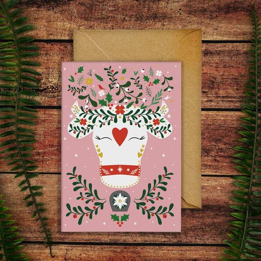 Swiss Cow Christmas Card