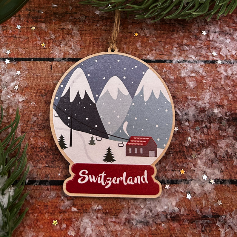 Schweiz Schneekugel Holzdekoration