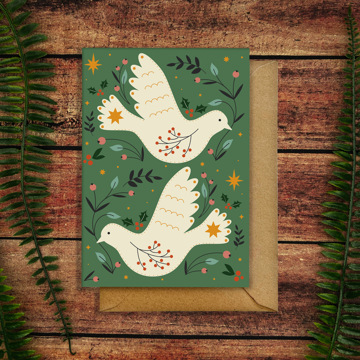 Two Turtle Doves Christmas Card