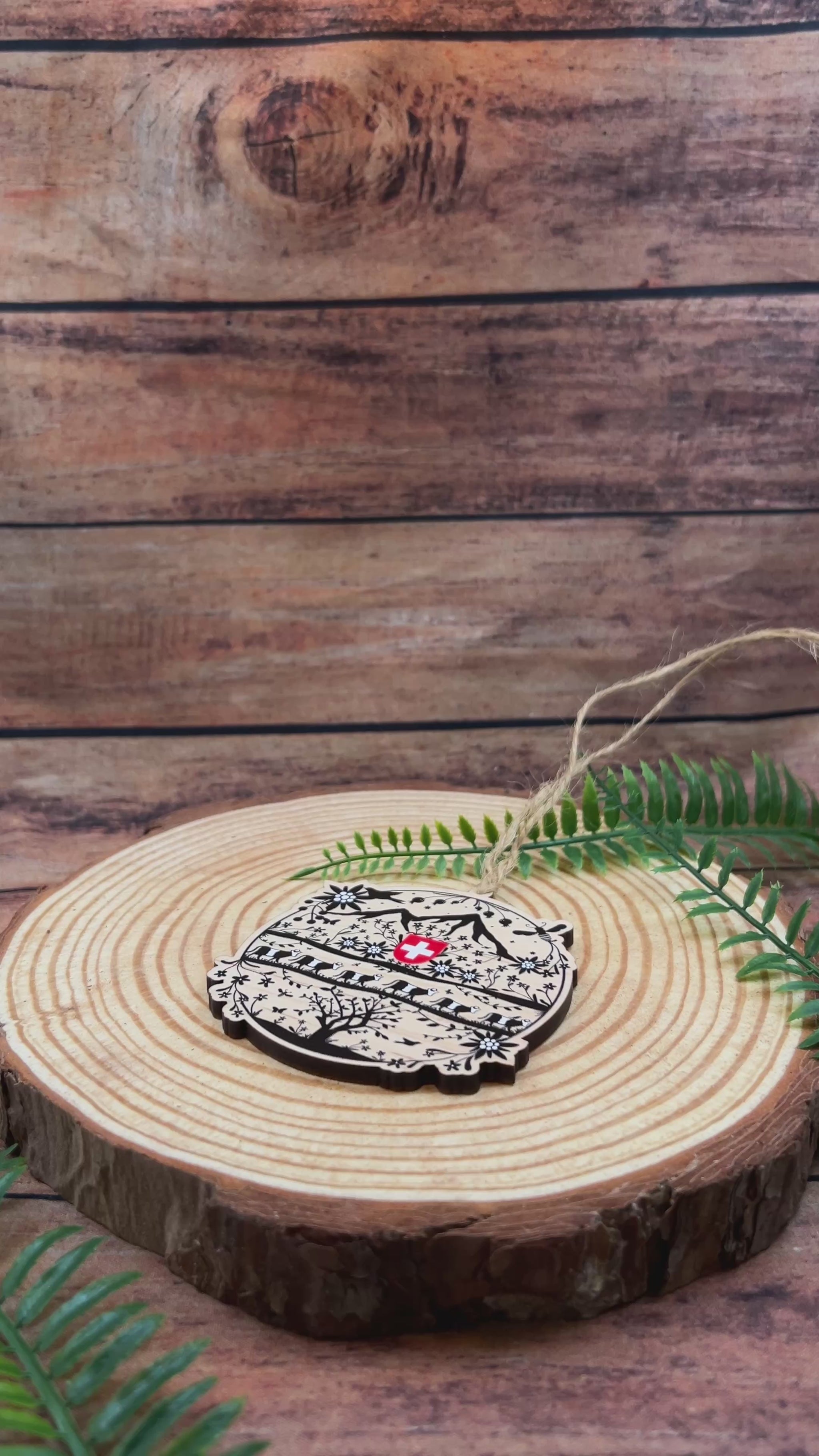 video of Swiss Folk Art  papercut scherenschnitte decoupge Wooden Decoration