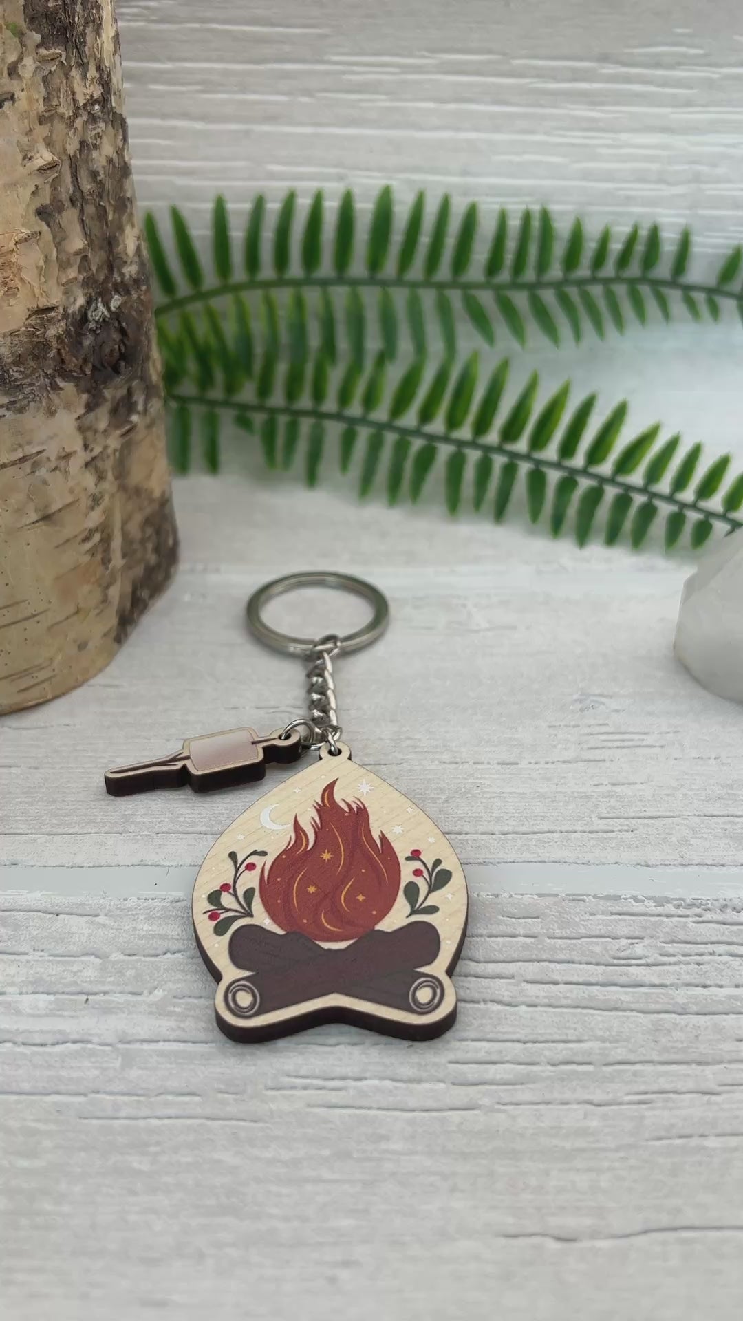 Campfire and marshmallow keyring