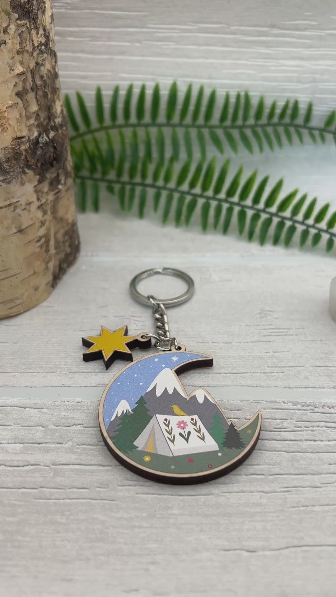Camping In The Mountains Keyring