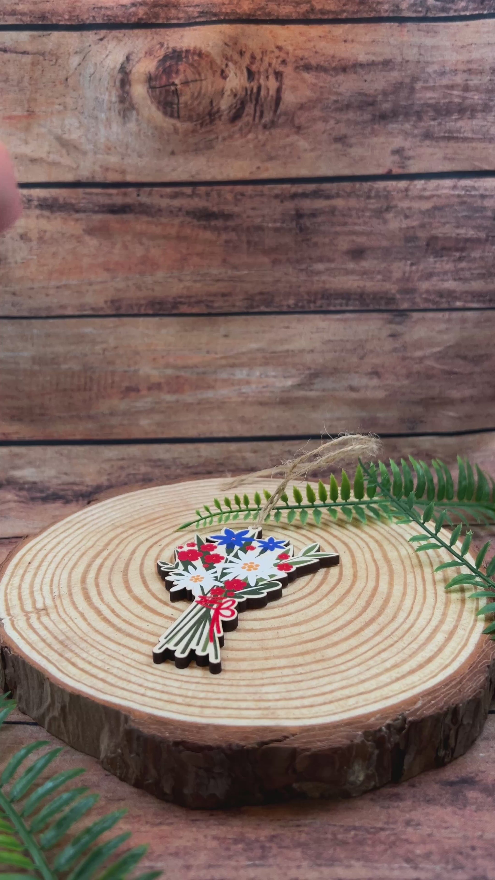 Video of Swiss Souvenir Alpine Edelweiss Flower Decoration
