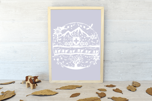 Swiss Paper Cut Art Print (lavender)