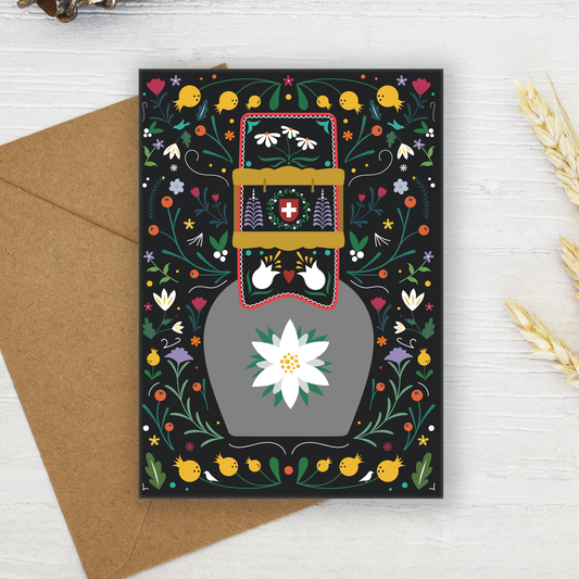 Edelweiss Cow Bell Greeting Card