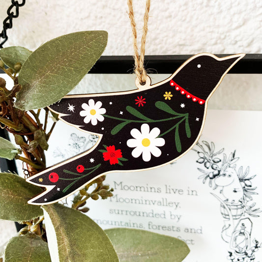 "Folk Bird" Décoration en bois