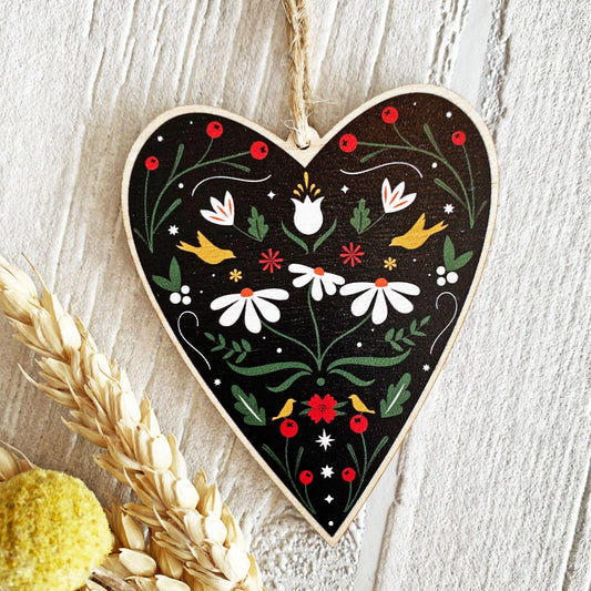 "Folk Heart" Dekoration aus Holz