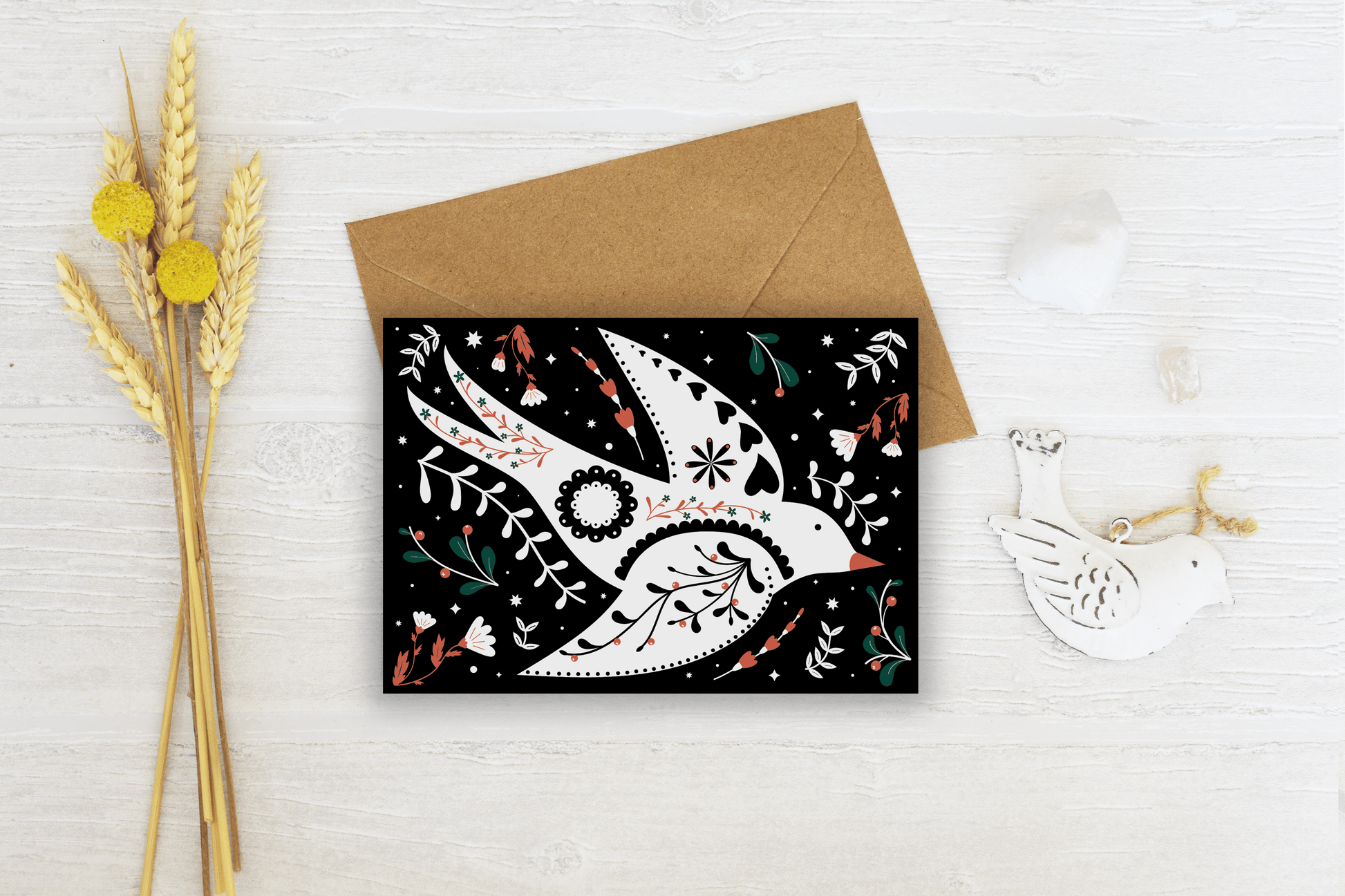 Hey Birdy Greeting Card in black