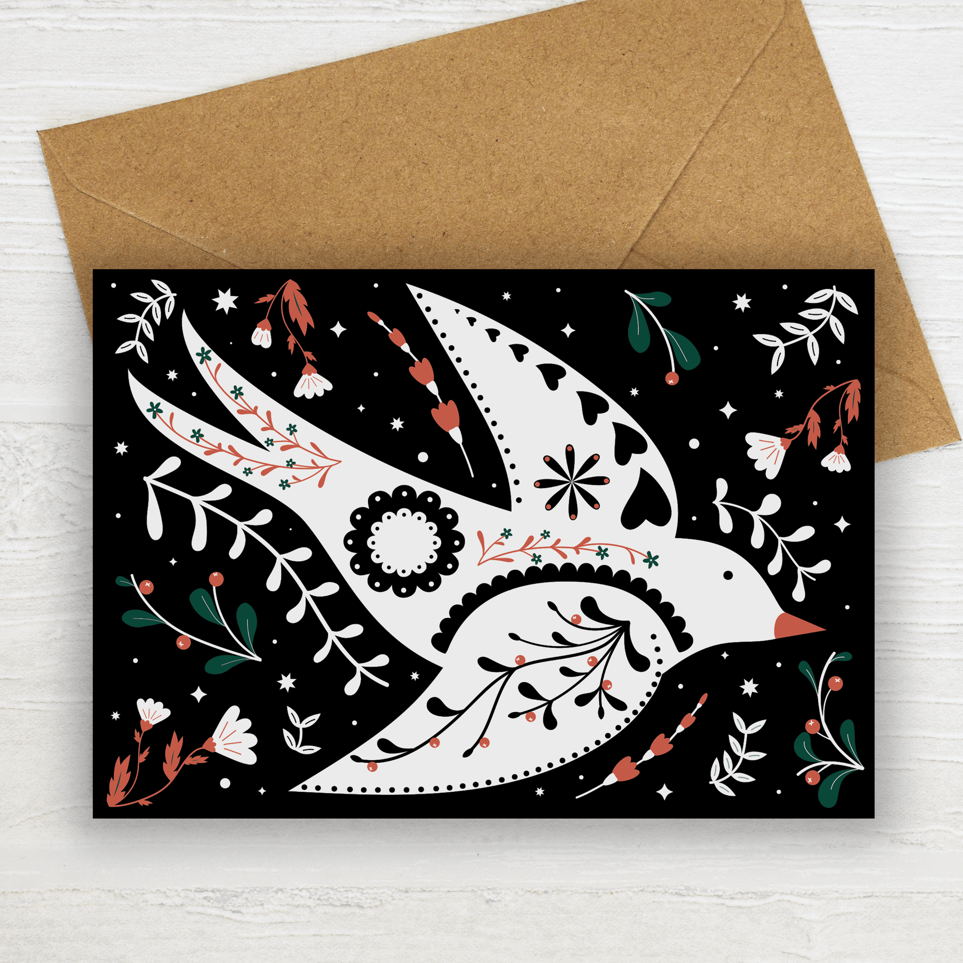 Hey Birdy Greeting Card in Black