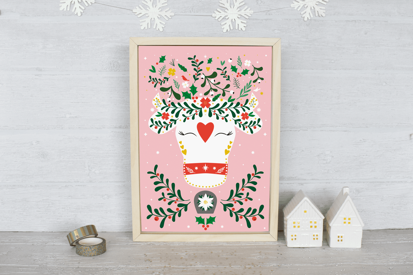 Vache de Noël Art Print