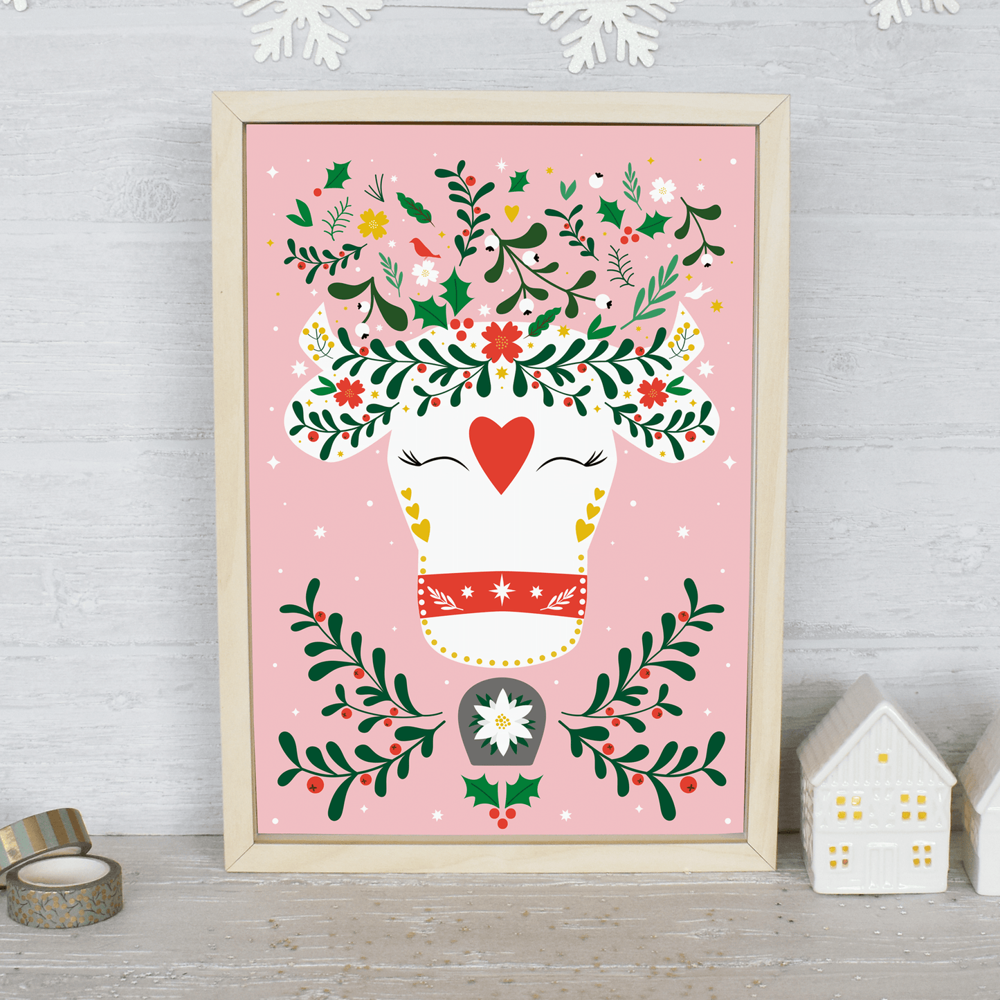 Vache de Noël Art Print