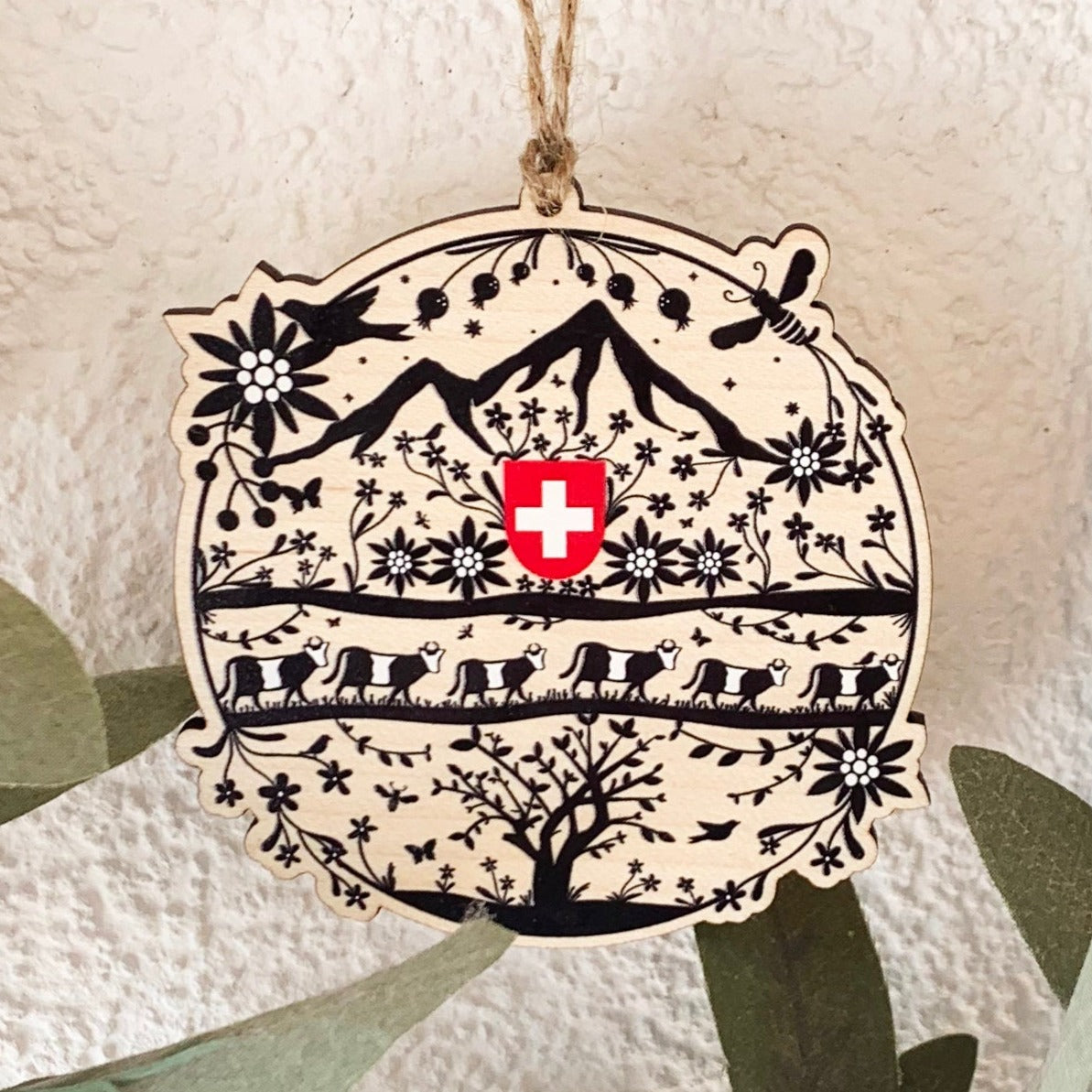 Swiss Paper Cut Wooden Decoration