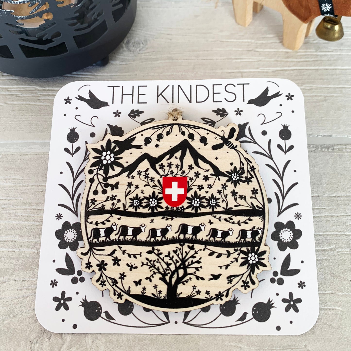 Swiss Paper Cut Wooden Decoration