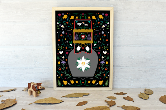 Edelweiss Cow Bell Art Print