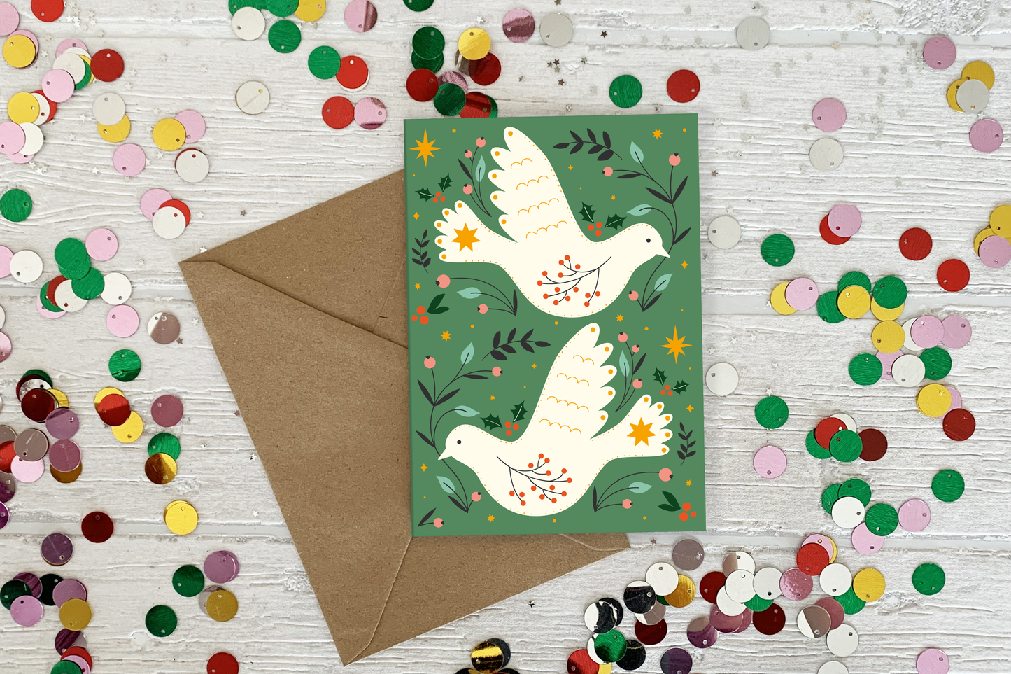 Zwei Turteltauben-Weihnachtskarte