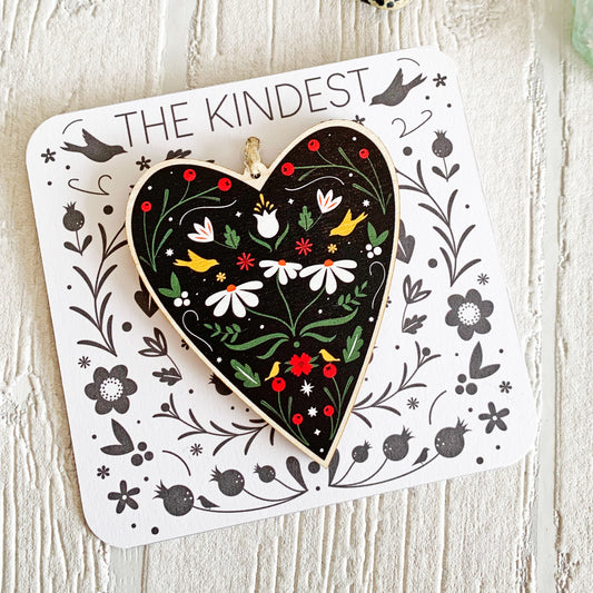 "Folk Heart" Décoration en bois