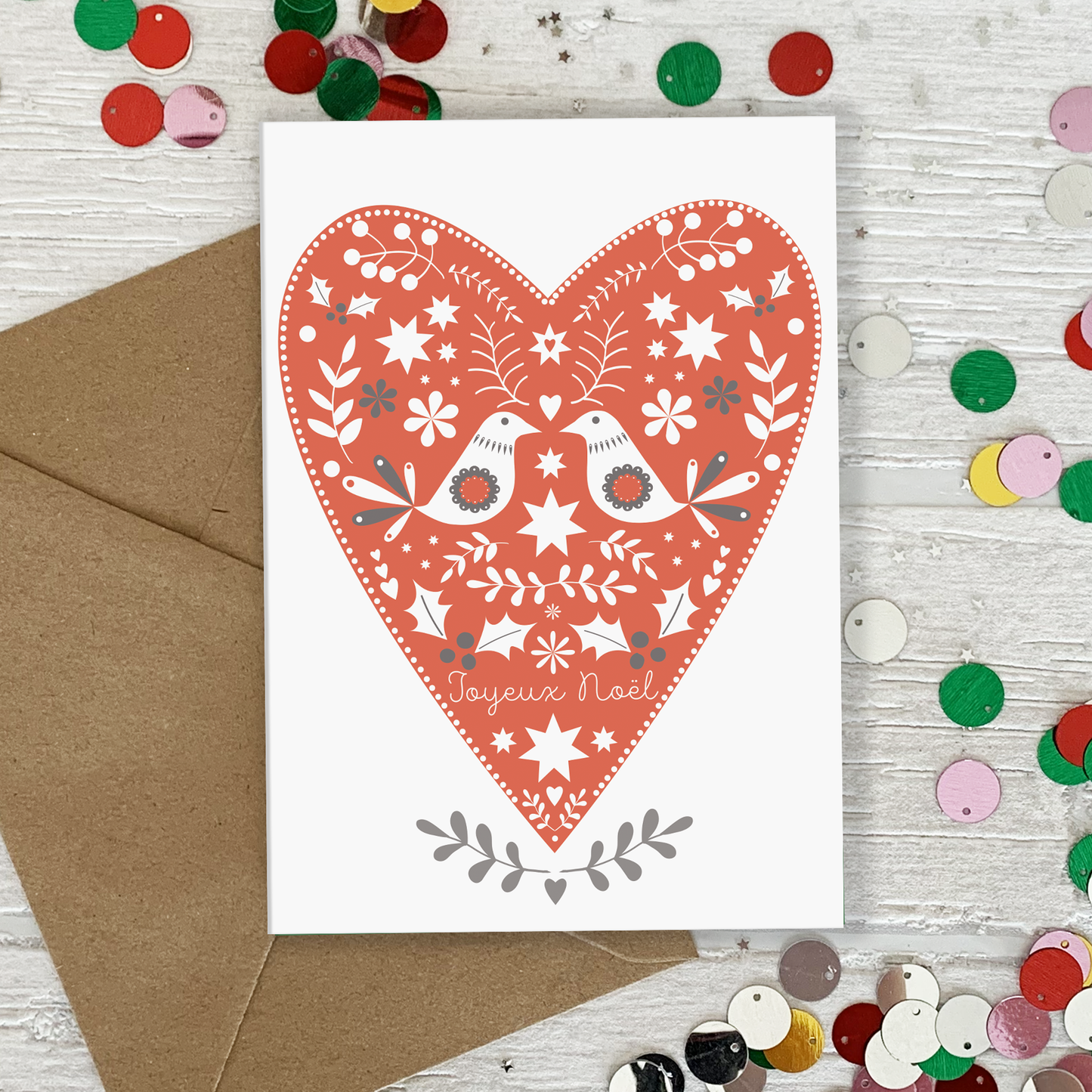 Folk Heart Christmas Card