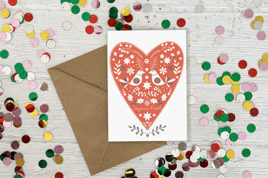 Folk Heart Christmas Card