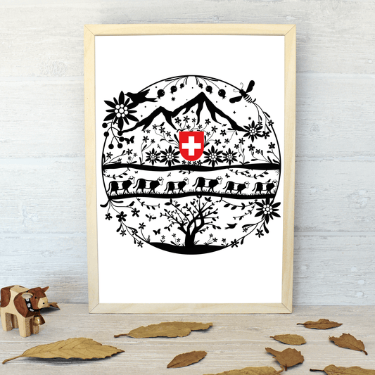 Swiss Paper Cut Art Print (black)